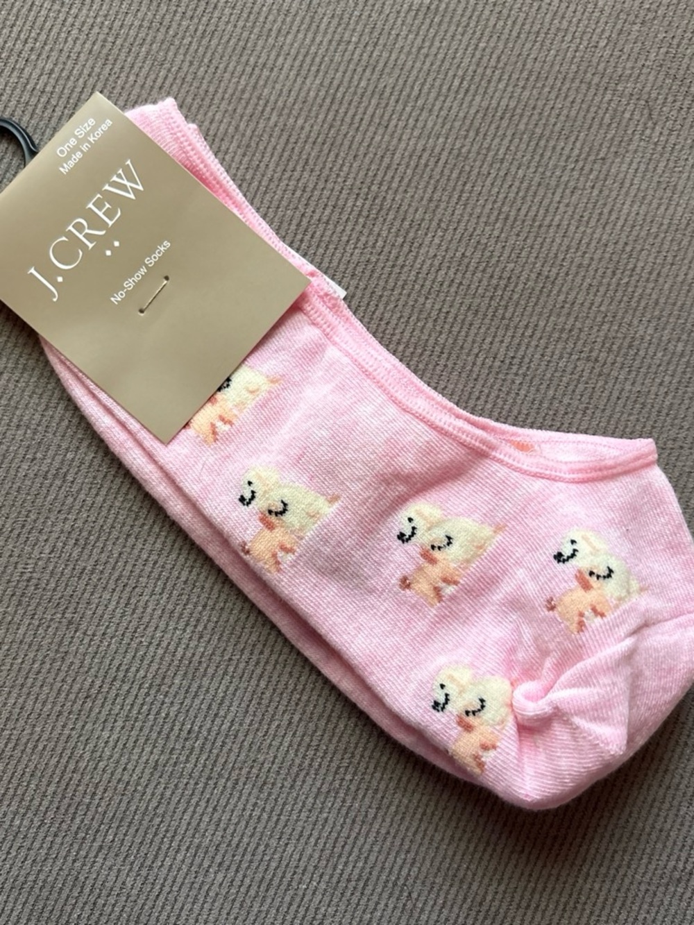 J. Crew Kids Pink No-Show Socks with Puppy Motif